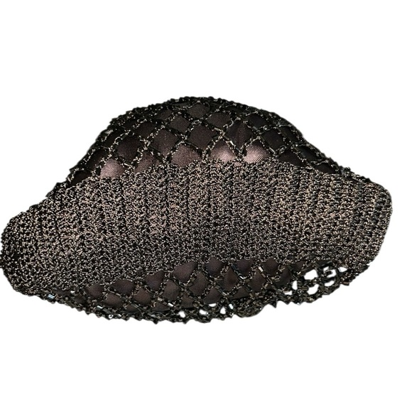 Flapper Style Brown Crochet Beaded Mesh Bag Pouch Style Sparkly Crossbody - Picture 5 of 9